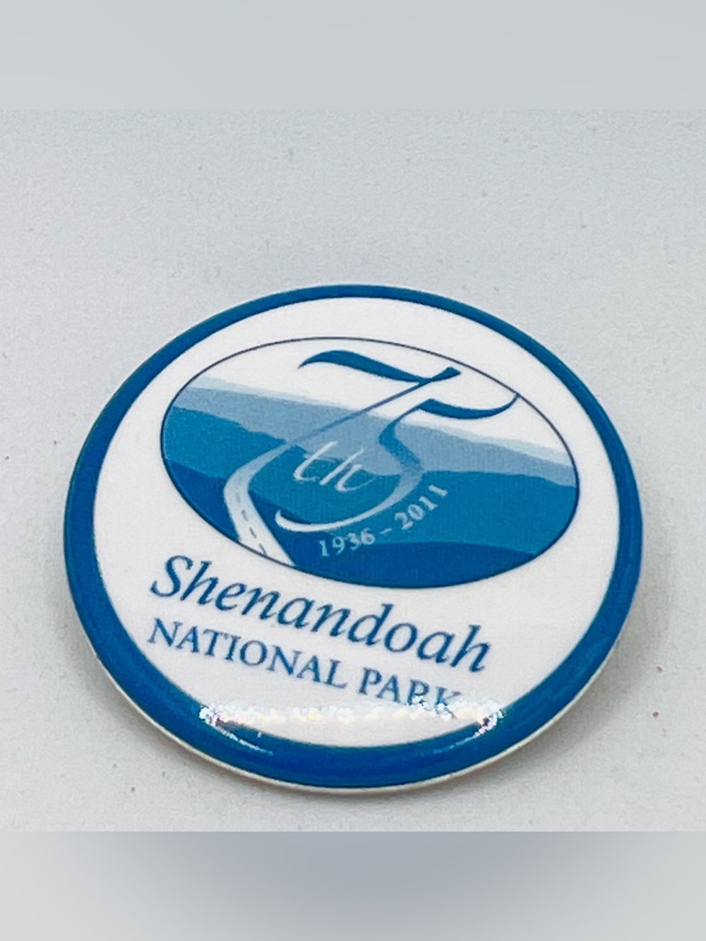 Shenandoah National Park Blue & White Enamel Pin 75th Anniversary
